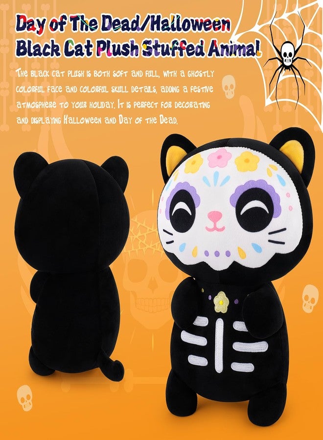 Achwishap Black Cat Stuffed Animal-14” Day of The Dead Cat Plush,Soft Cats Plush Toys Halloween & Día de Los Muertos Gifts for Kids,Cute Kitten Plushies,Kawaii Stuffed Pillow,Animal Pillow for Adults - Image 4